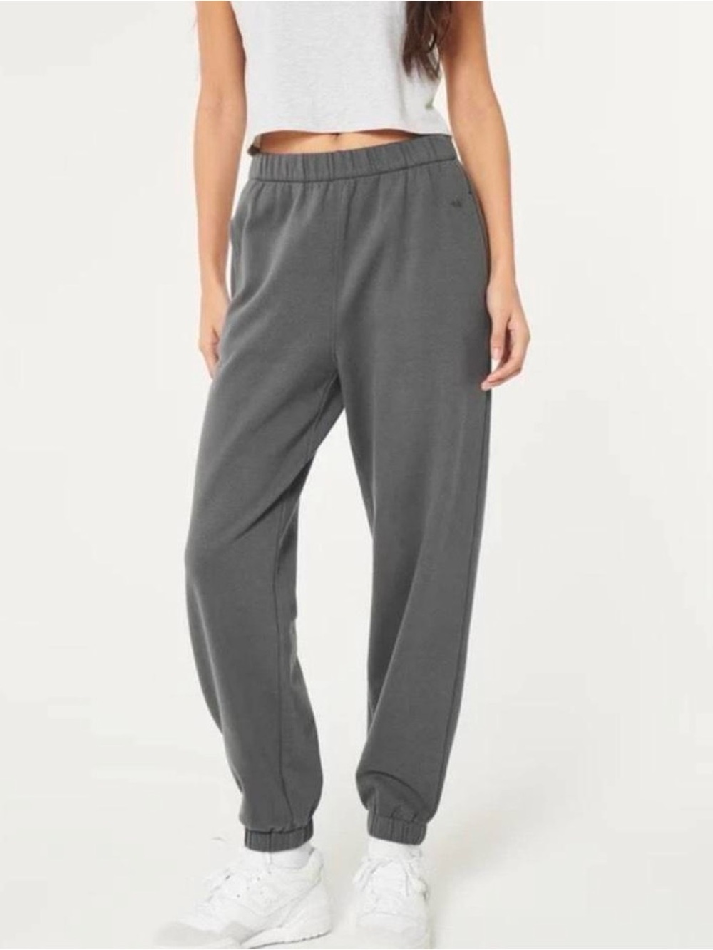 Hollister Women's Charcoal Elastic-Waist Jogger Pants